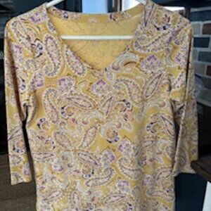 J Jill paisley 3/4 sleeve tee